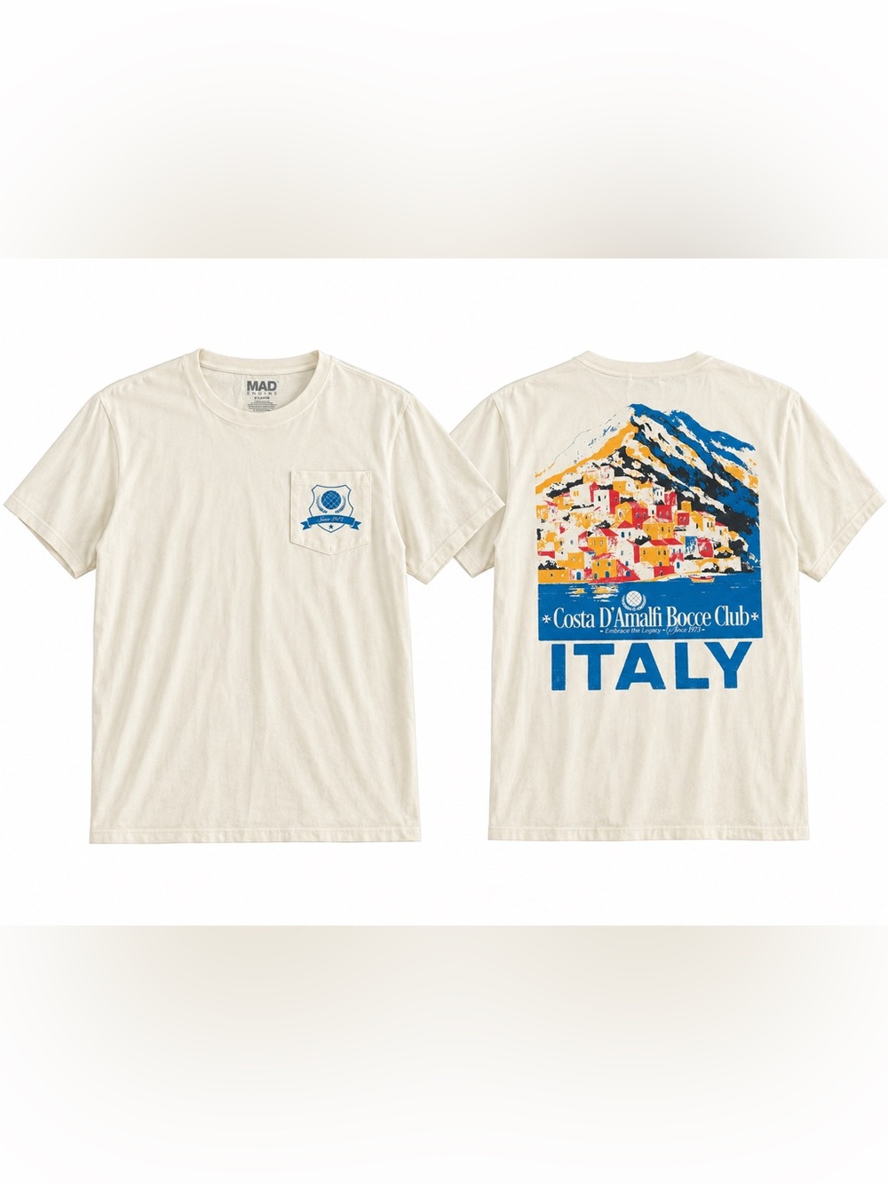 NWT MAD Engine Men's XXL Costa D’Amalfi Italy Graphic T-Shirt
